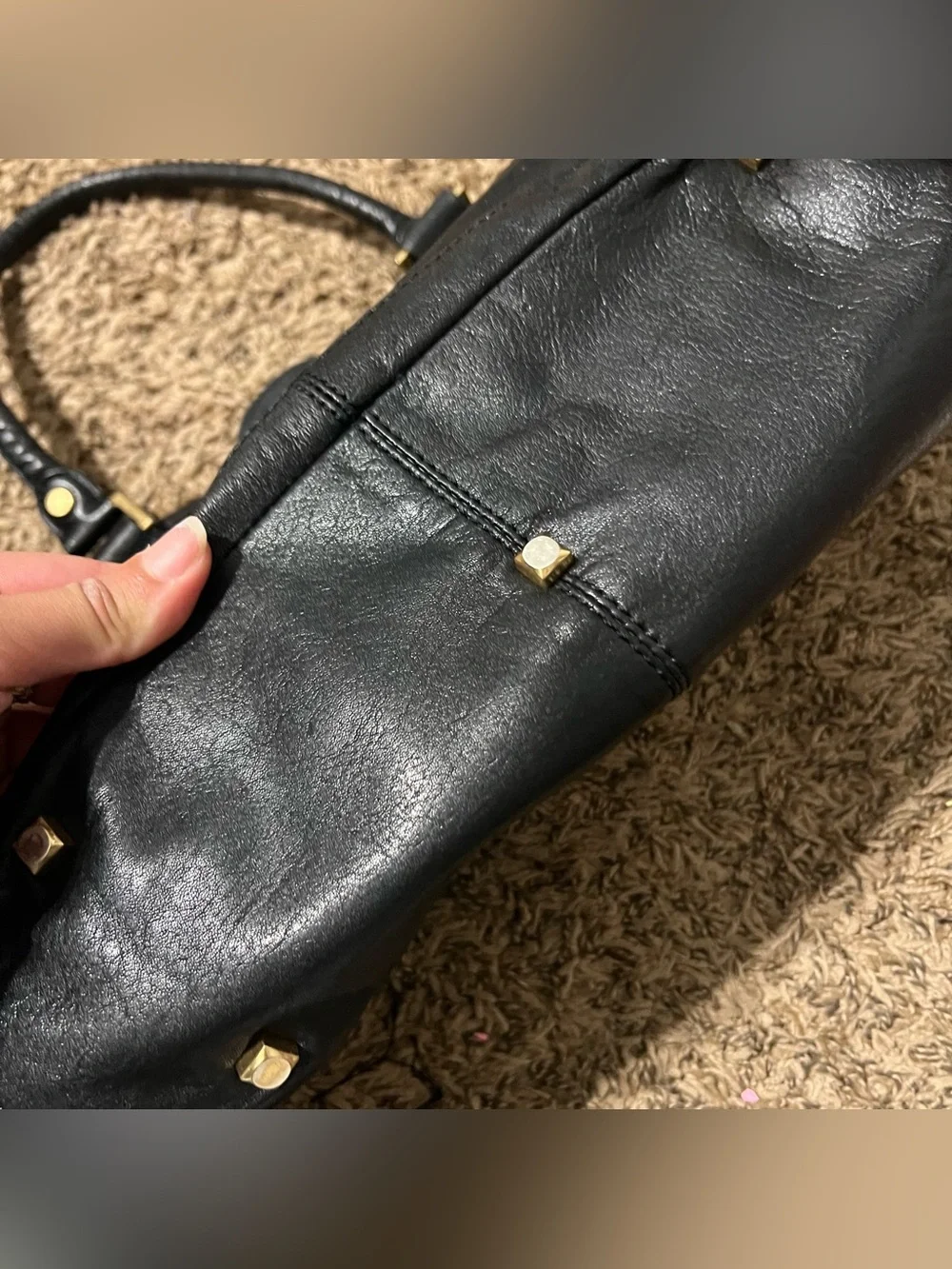 BCBGMaxAzria Black Shoulder Satchel with Gold Hardware